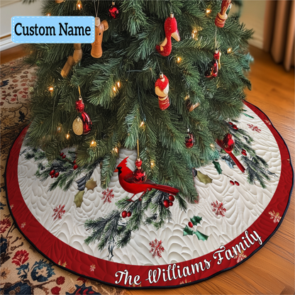 Festive Foliage Personalized Custom Quilted Christmas Tree Skirt VTQ-Myprintsy