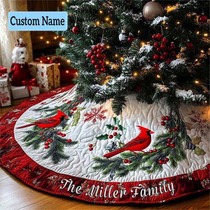 Festive Foliage Personalized Custom Quilted Christmas Tree Skirt VTQ-Myprintsy