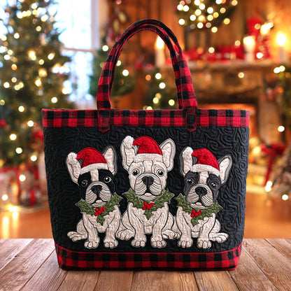 Festive Frenchies Quilted Tote Bag VTQ-Myprintsy