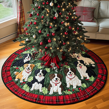 Festive Fur Friends Quilted Christmas Tree Skirt-Myprintsy