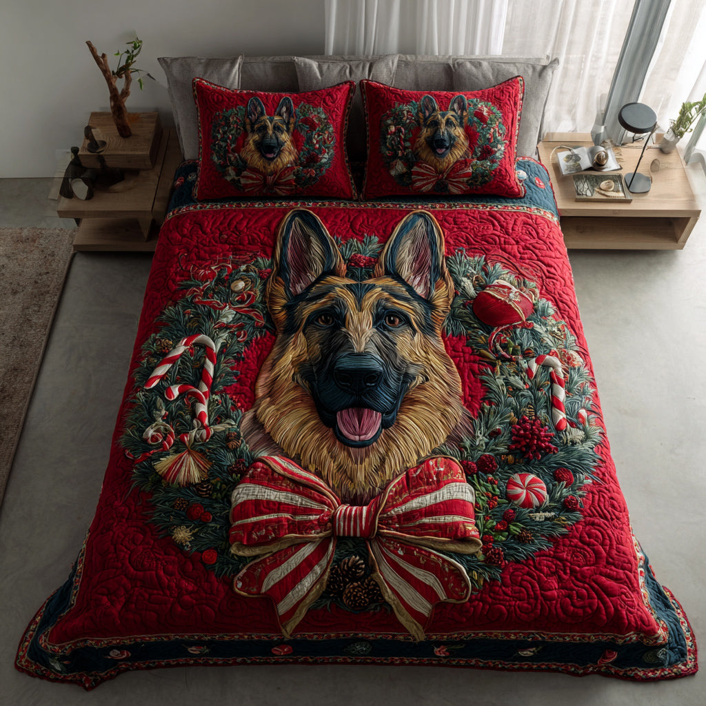 Festive German Shepherd -Piece Quilted Bedding Set VTQ-Myprintsy