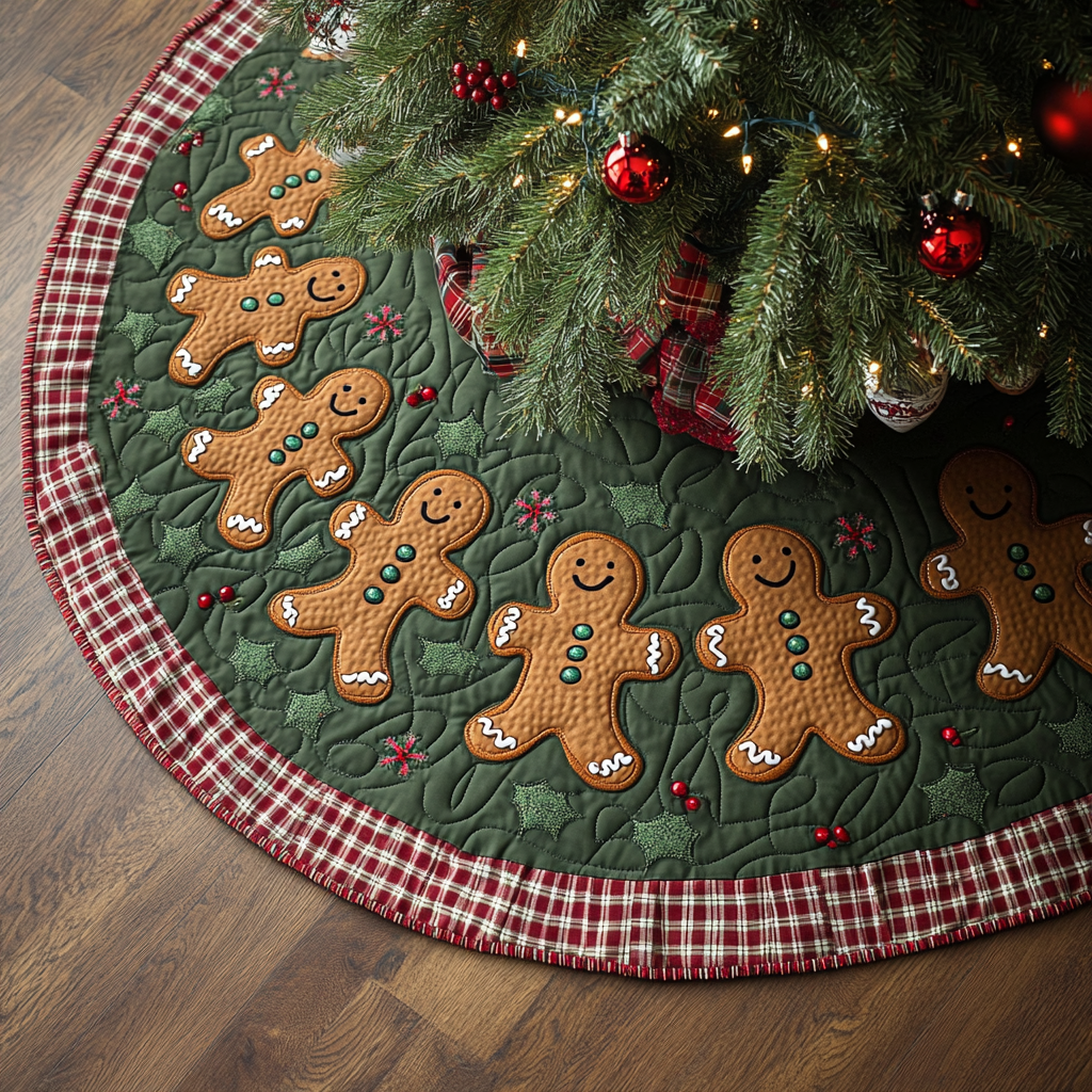 Festive Gingerbread Lane Christmas Quilted Tree Skirt VH-Myprintsy