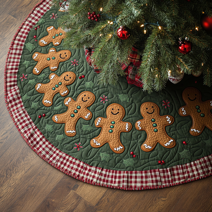Festive Gingerbread Lane Christmas Quilted Tree Skirt VH-Myprintsy