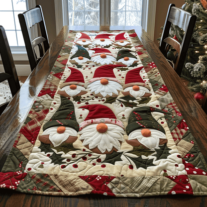 Festive Gnome Gathering Quilted Table Runner VTQ-Myprintsy