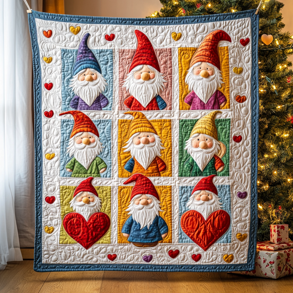 Festive Gnomes Quilted Blanket VH VTQ-Myprintsy