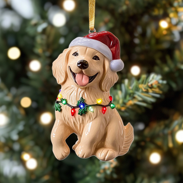 Festive Golden Retriever Mica Ornament VTQ-Myprintsy