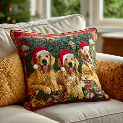 Festive Golden Retriever Quilted Pillow Case VTQ-Myprintsy