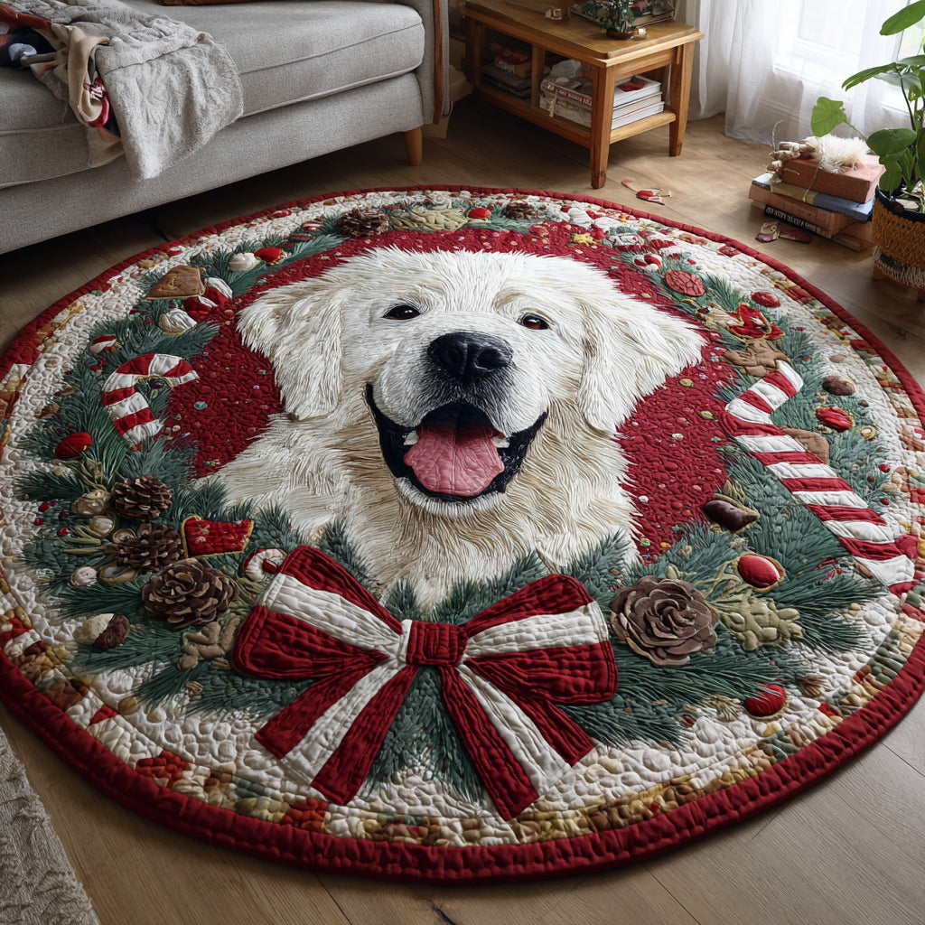 Festive Great Pyrenees Quilted Round Mat VTQ-Myprintsy