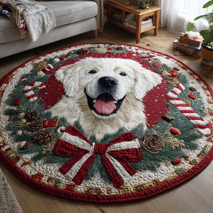Festive Great Pyrenees Quilted Round Mat VTQ-Myprintsy
