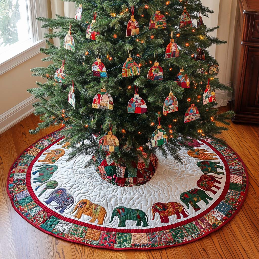 Festive Herd Christmas Quilted Tree Skirt-Myprintsy