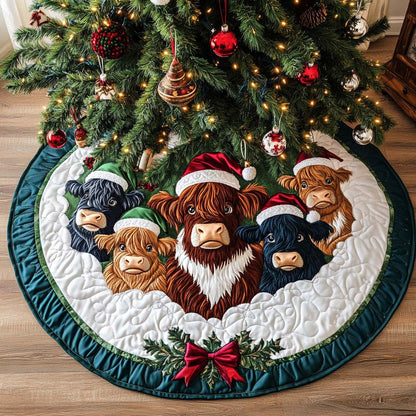 Festive Highland Joy Christmas Quilted Tree Skirt-Myprintsy