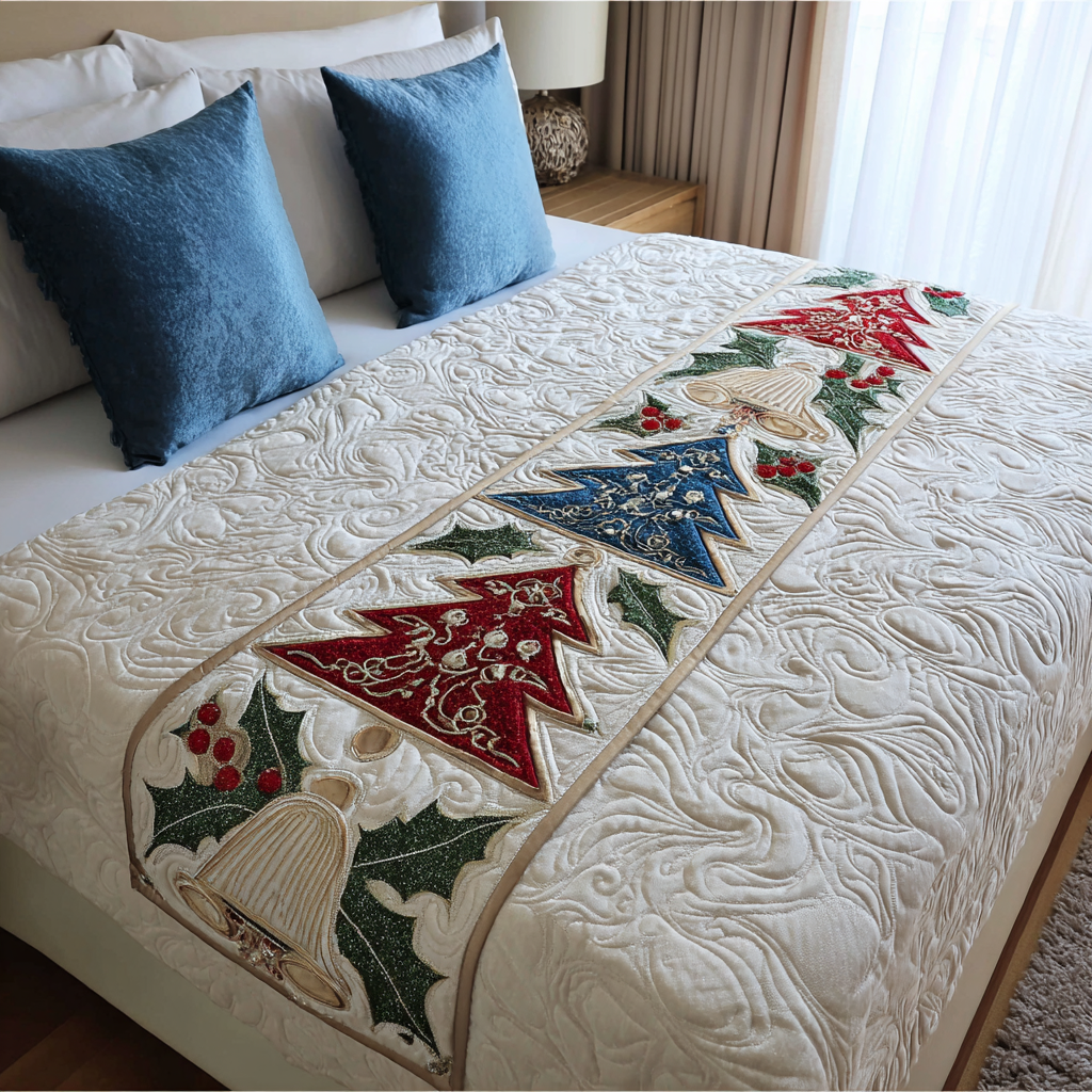 Festive Ornaments Quilted Bed Runner VTQ-Myprintsy
