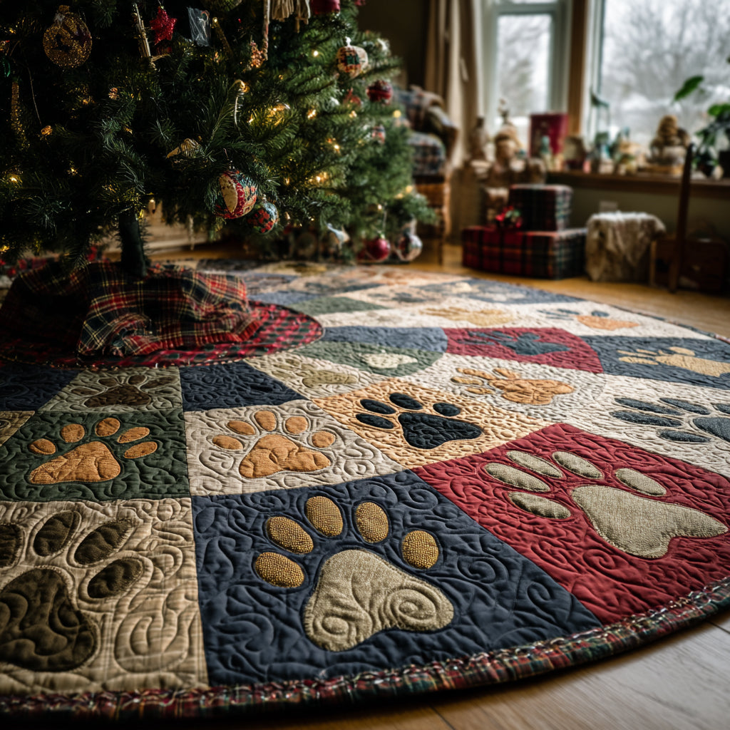 Festive Paws Christmas Quilted Tree Skirt-Myprintsy