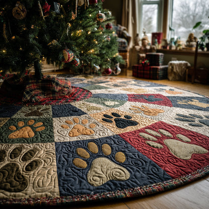 Festive Paws Christmas Quilted Tree Skirt-Myprintsy