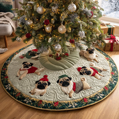 Festive Paws Quilted Christmas Tree Skirt-Myprintsy