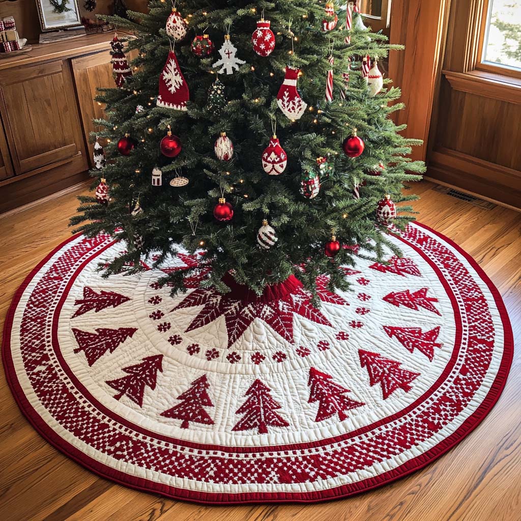 Festive Pines Christmas Quilted Tree Skirt VTQ-Myprintsy