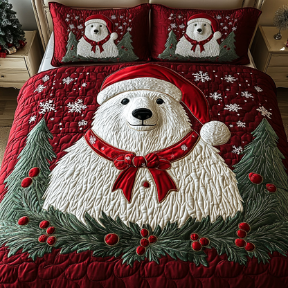 Festive Polar Bear -Piece Quilted Bedding Set VH VTQ-Myprintsy
