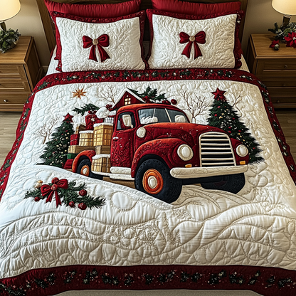 Festive Red Roadster -Piece Quilted Bedding Set VTQ-Myprintsy