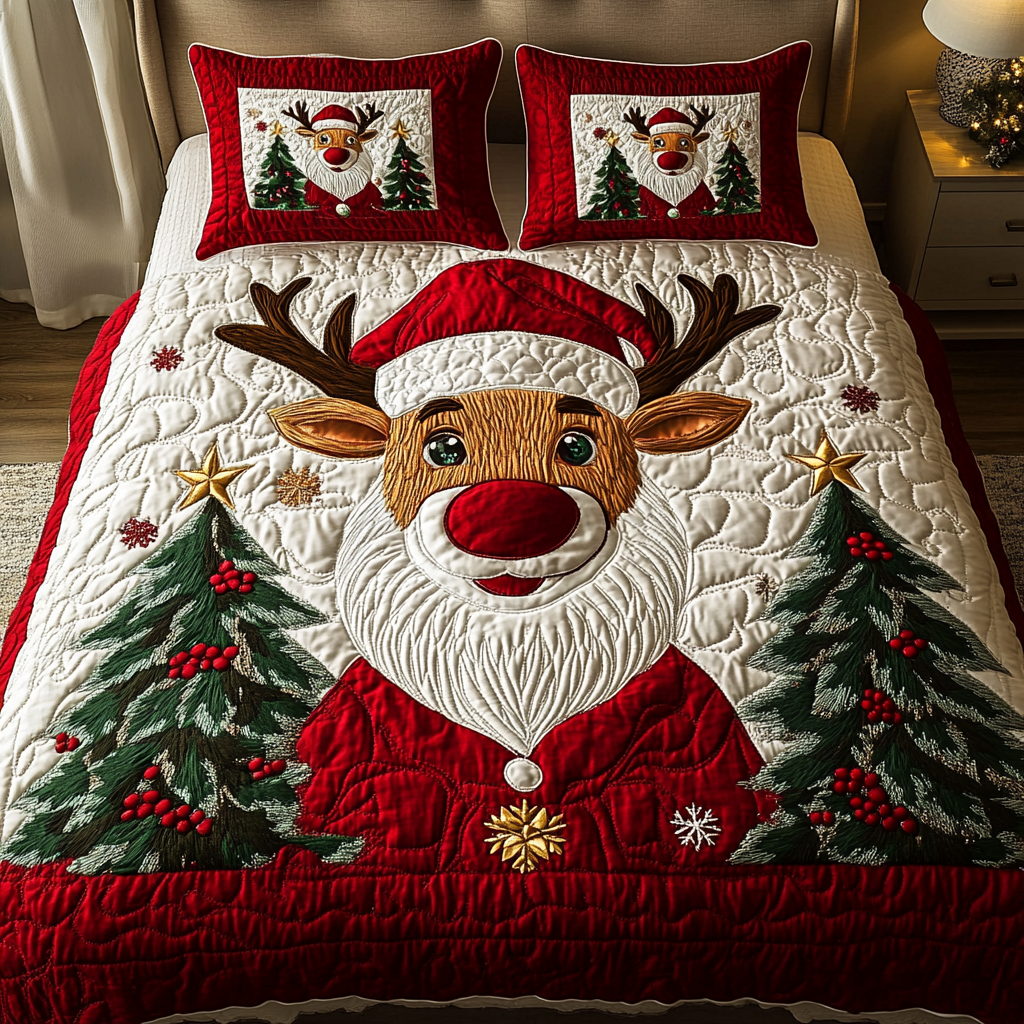 Festive Reindeer -Piece Quilted Bedding Set VH VTQ-Myprintsy