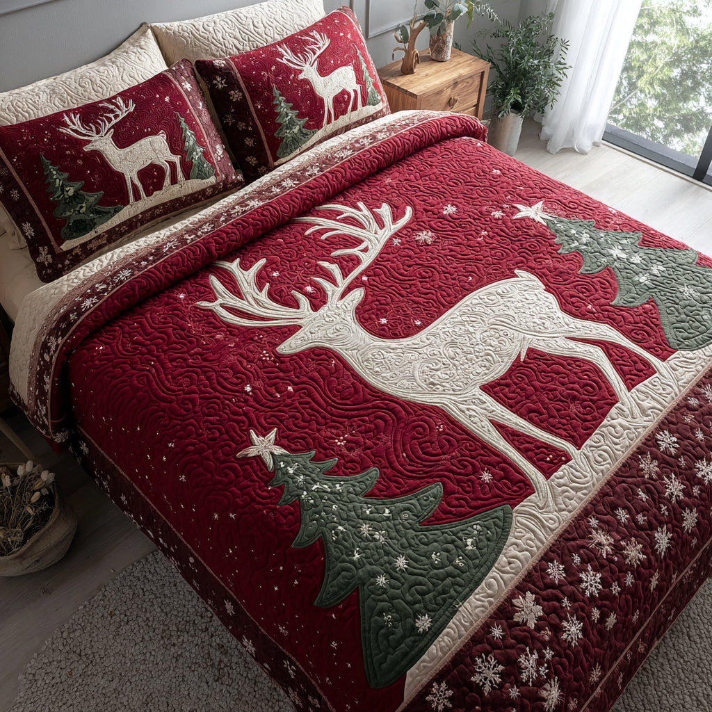 Festive Reindeer -Piece Quilted Bedding Set VTQ-Myprintsy