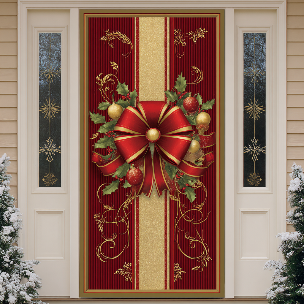 Festive Ribbon Quilted Door Cover VTQ-Myprintsy