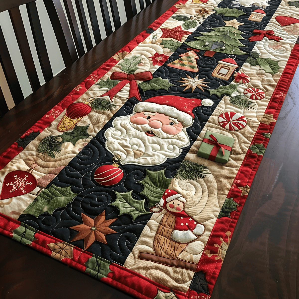 Festive Santa Quilted Table Runner VTQ-Myprintsy