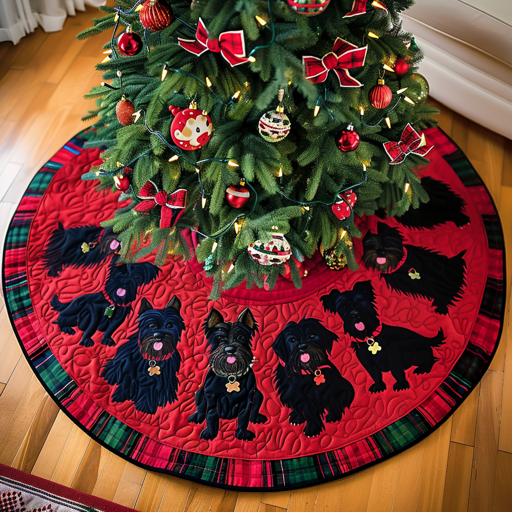 Festive Scottie Joy Christmas Quilted Tree Skirt VTQ-Myprintsy