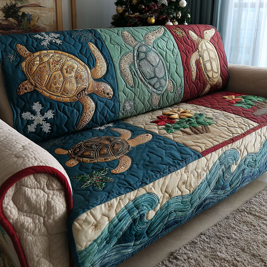 Festive Sea Turtle Quilted Sofa Cover VTQ-Myprintsy