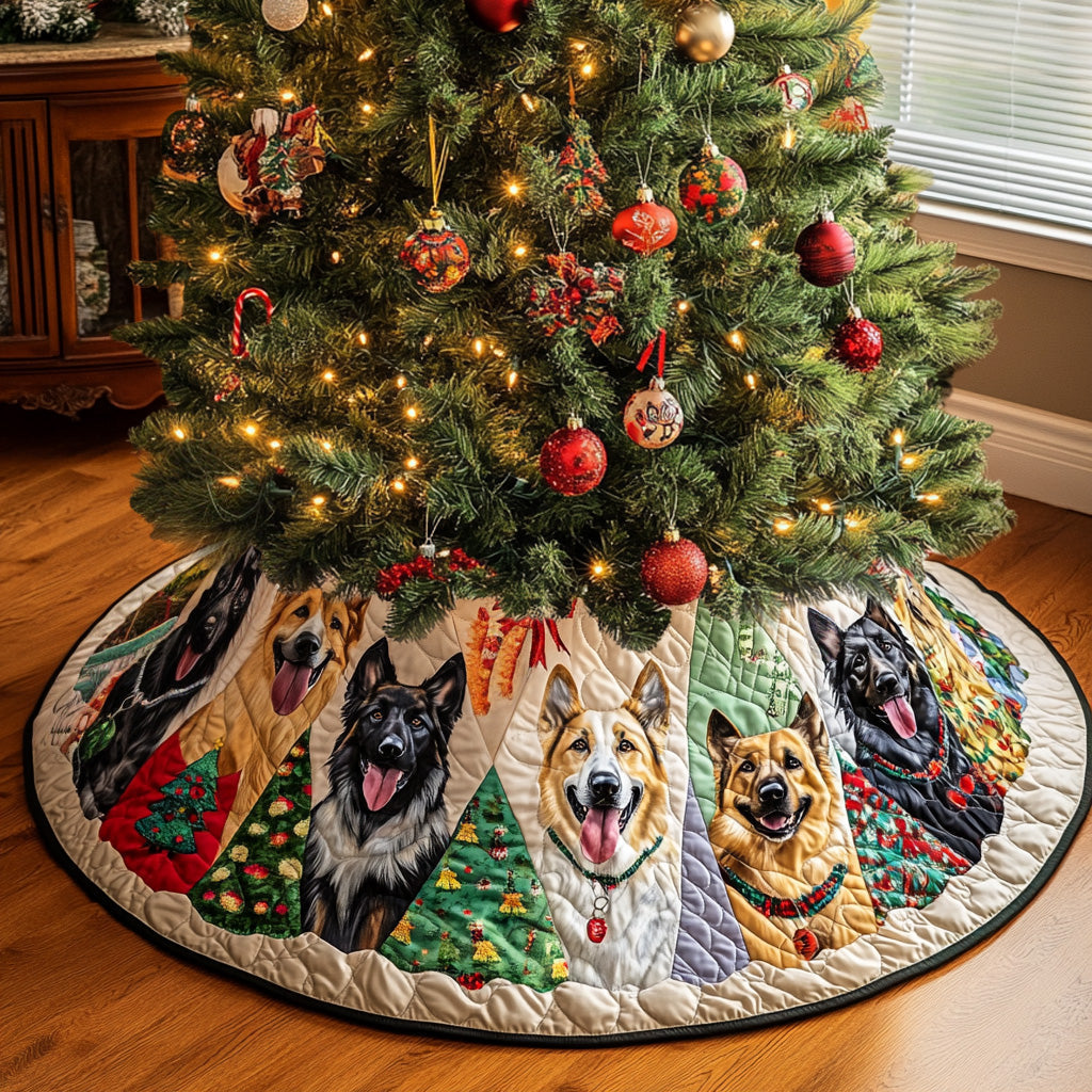 Festive Shepherd Charm Quilted Christmas Tree Skirt-Myprintsy