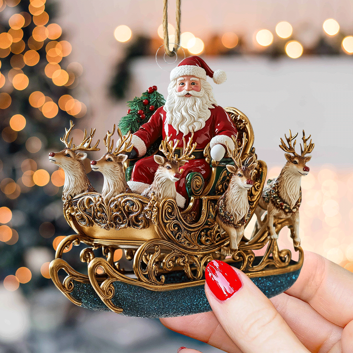 Festive Sleigh Bells Mica Ornament VTQ-Myprintsy