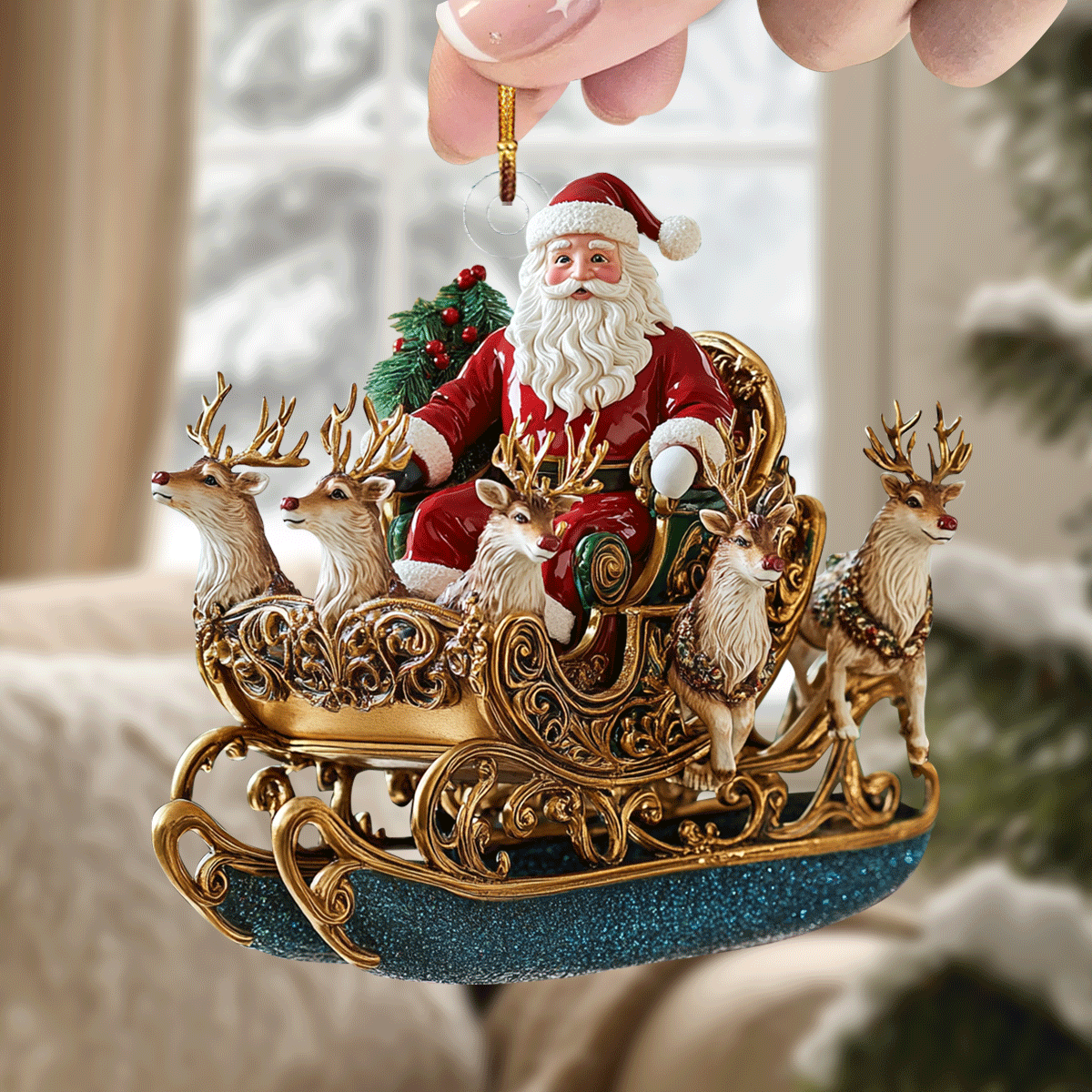 Festive Sleigh Bells Mica Ornament VTQ-Myprintsy