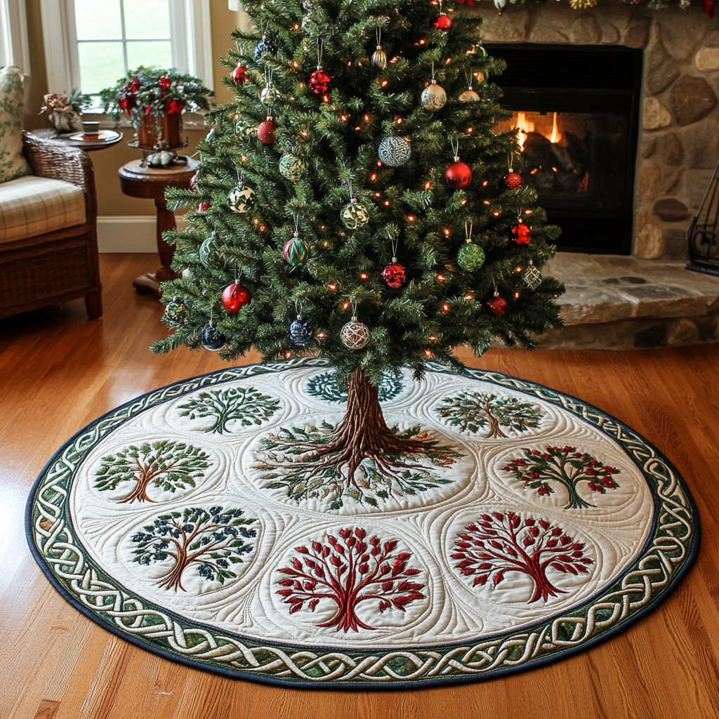 Festive Tree Christmas Quilted Tree Skirt-Myprintsy