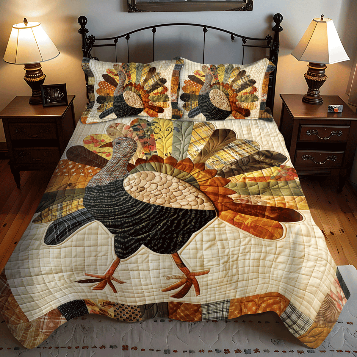 Festive Turkey -Piece Quilted Bedding Set VTQ-Myprintsy