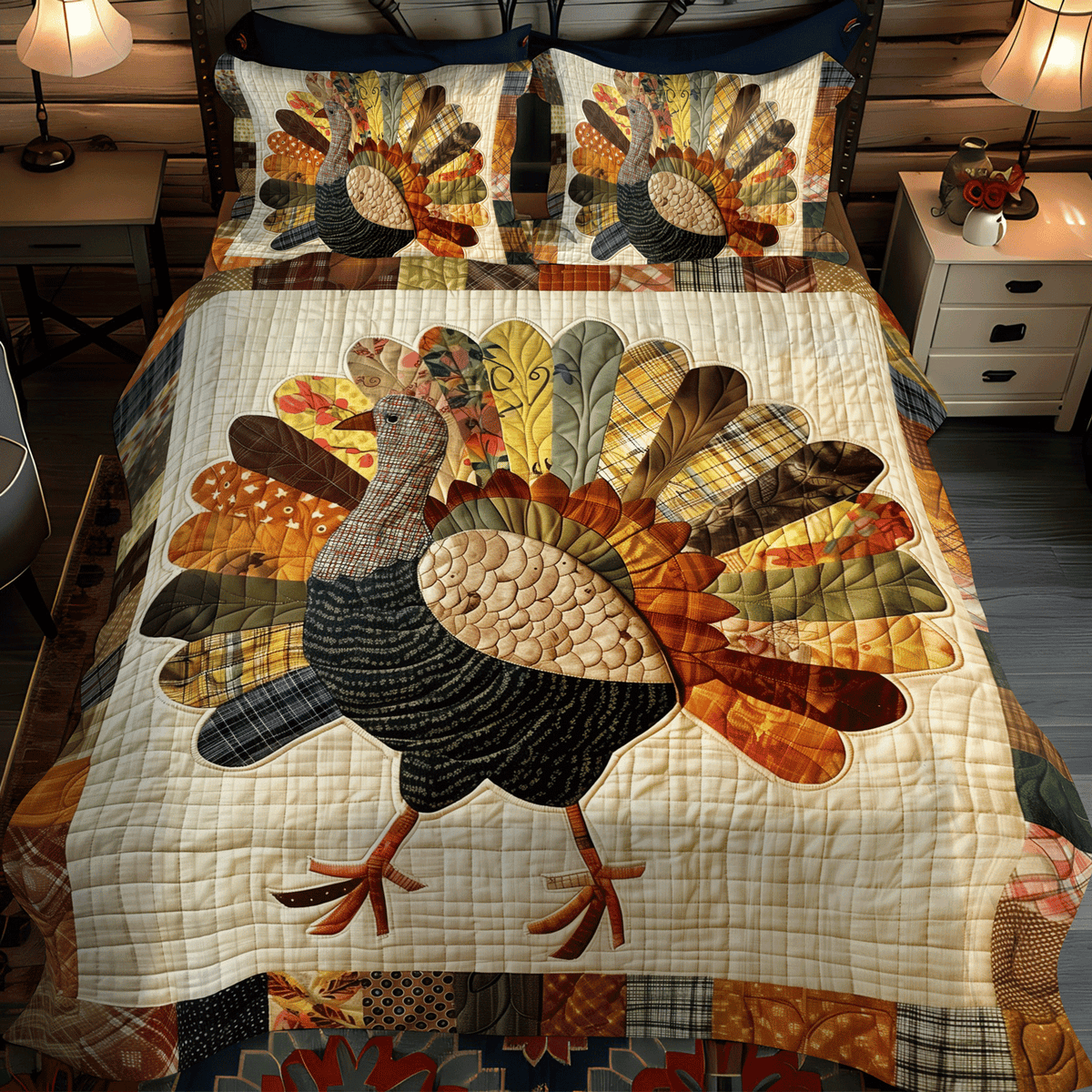 Festive Turkey -Piece Quilted Bedding Set VTQ-Myprintsy