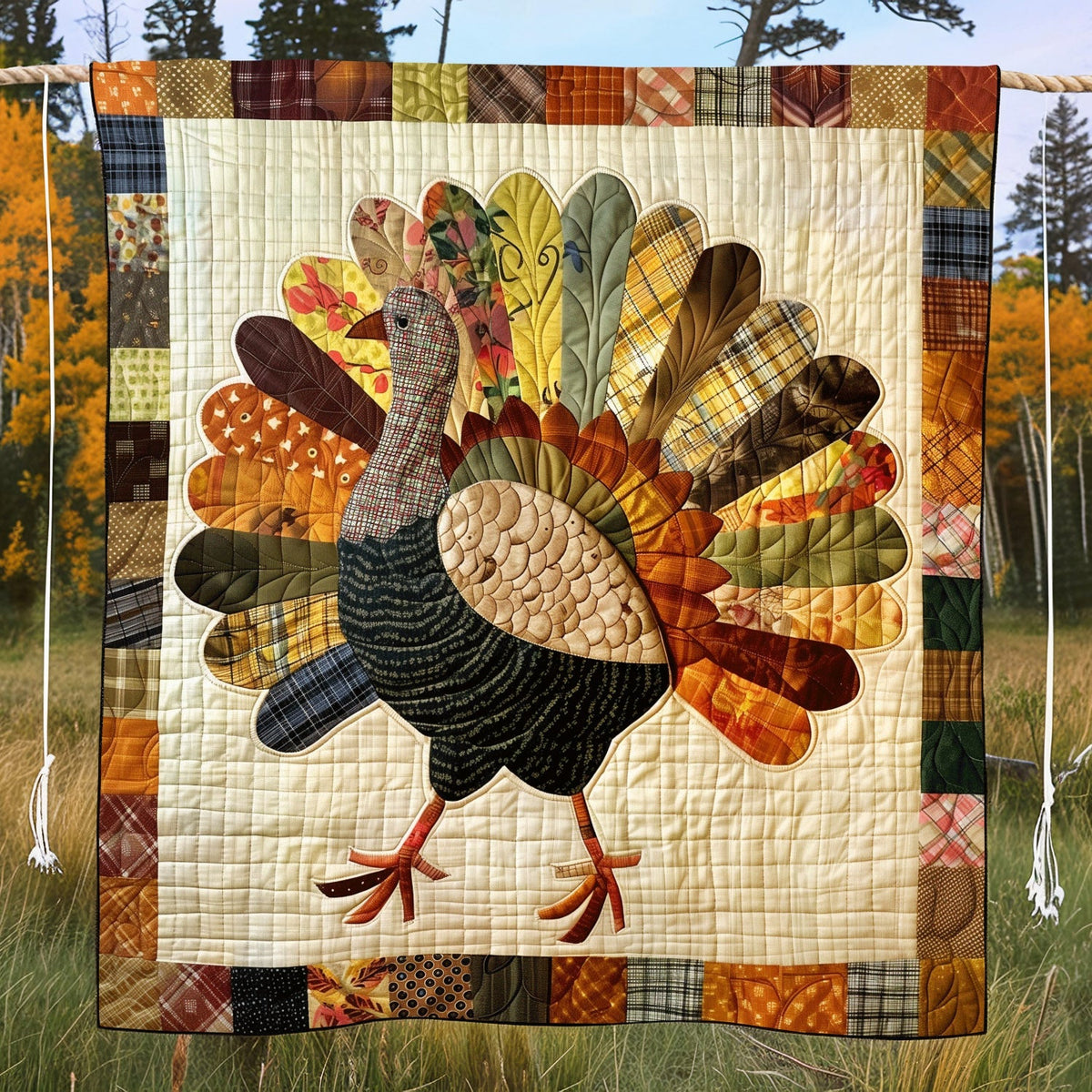 Festive Turkey Quilted Blanket VTQ-Myprintsy