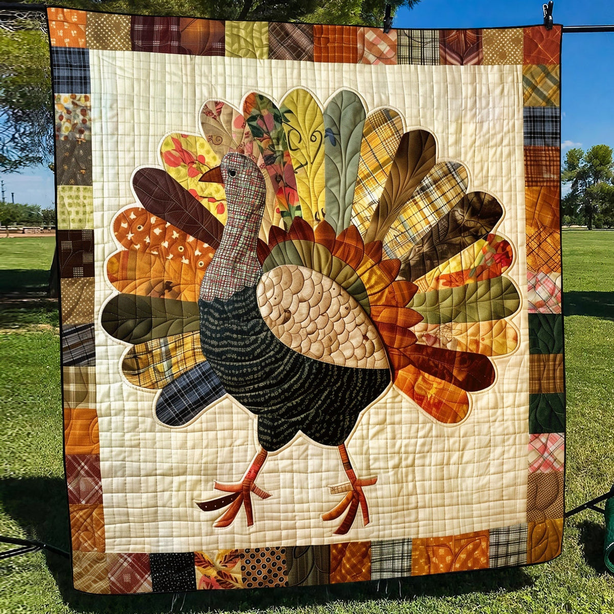 Festive Turkey Quilted Blanket VTQ-Myprintsy