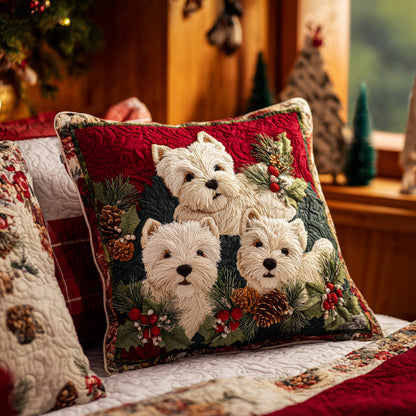 Festive Westie Quilted Pillow Case VTQ-Myprintsy