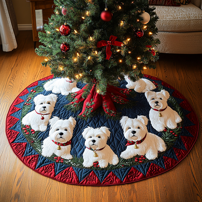 Festive Westie Spirit Christmas Quilted Tree Skirt VTQ-Myprintsy