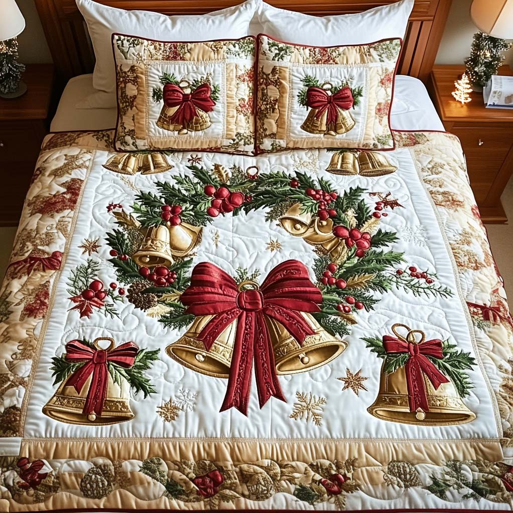 Festive Wreath -Piece Quilted Bedding Set VTQ-Myprintsy