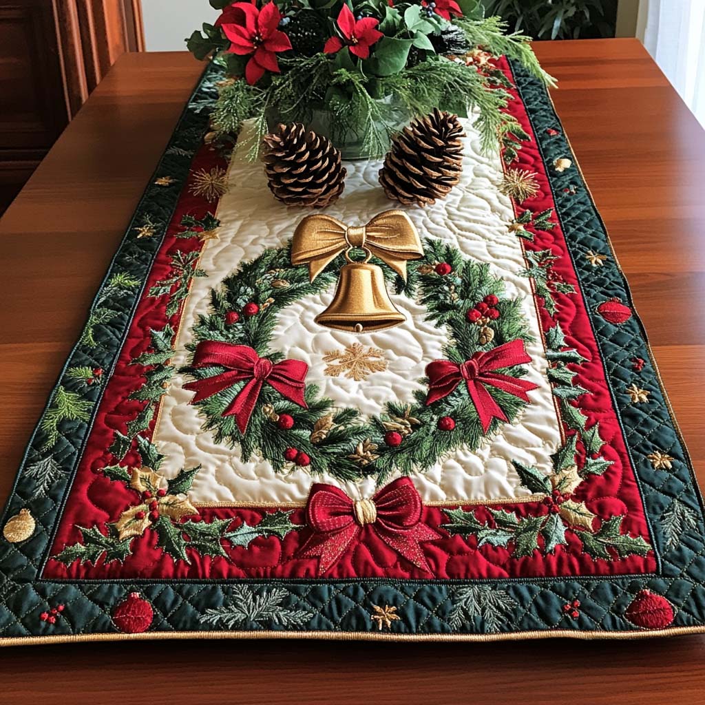 Festive Wreath Quilted Table Runner VTQ-Myprintsy