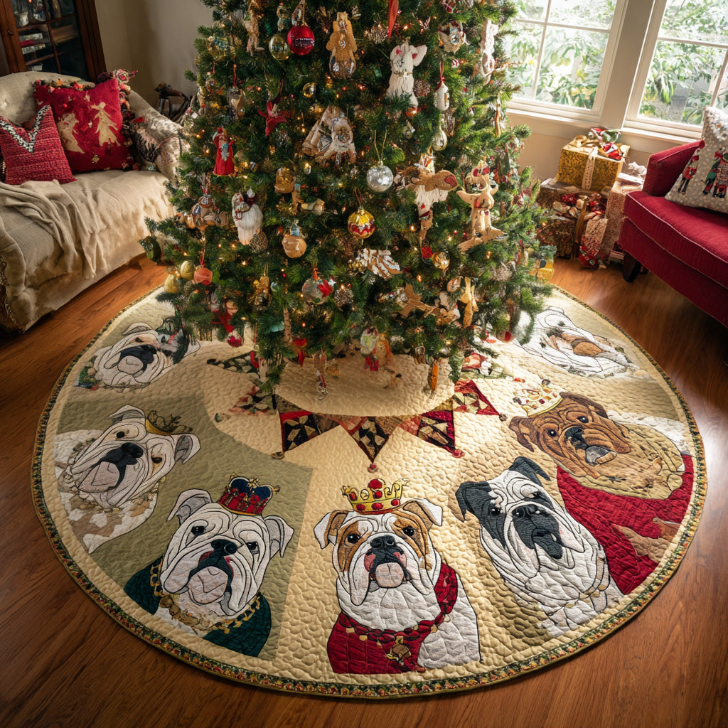 Festive Wrinkle Pup Quilted Christmas Tree Skirt-Myprintsy