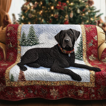 Fetch the Day Black Lab Quilted Sofa Cover VTQ-Myprintsy