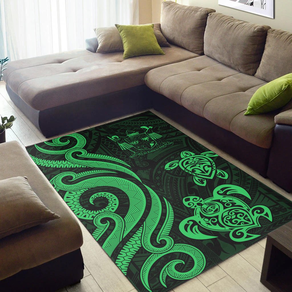 Fiji Area Rug - Green Tentacle Turtle Crest-Myprintsy