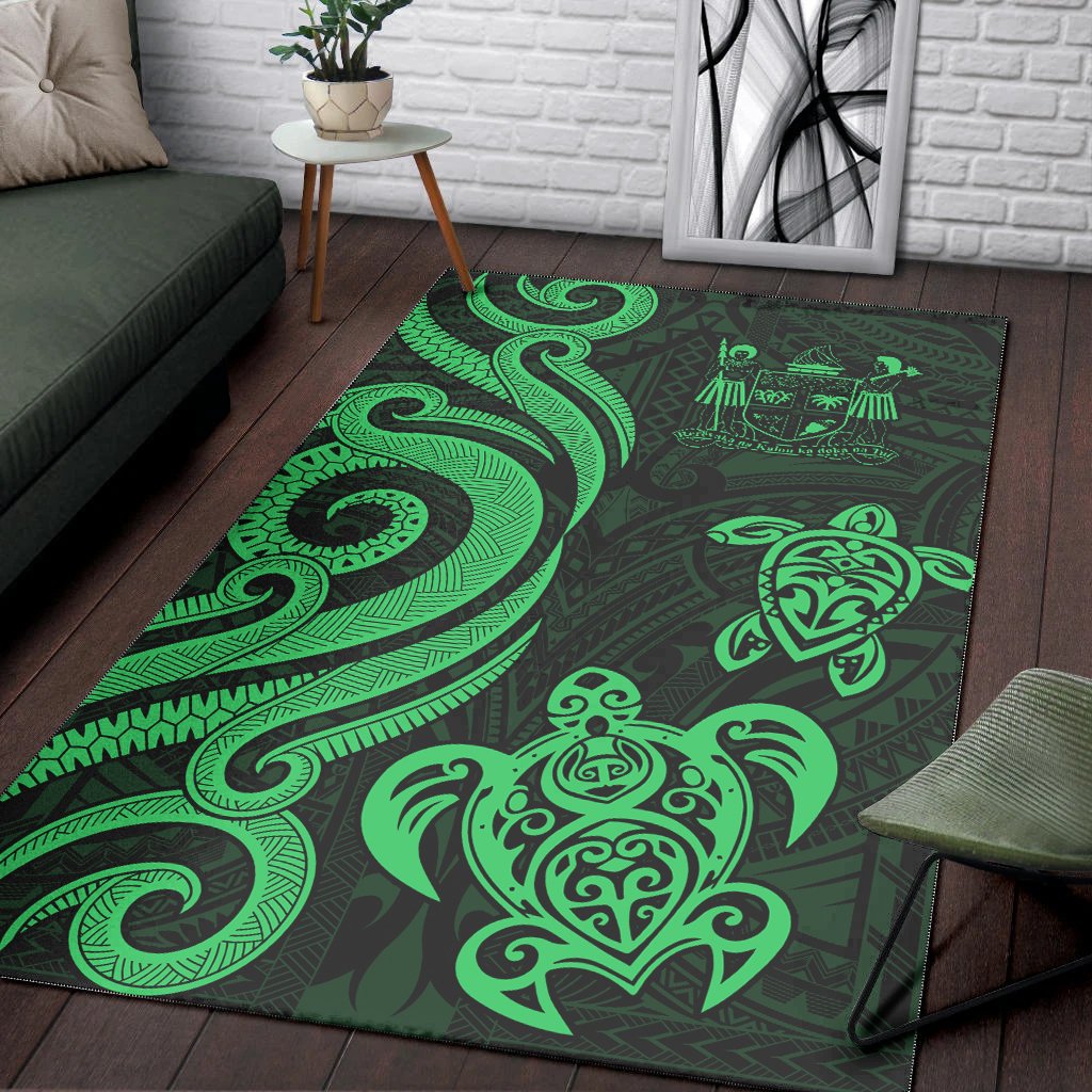 Fiji Area Rug - Green Tentacle Turtle Crest-Myprintsy
