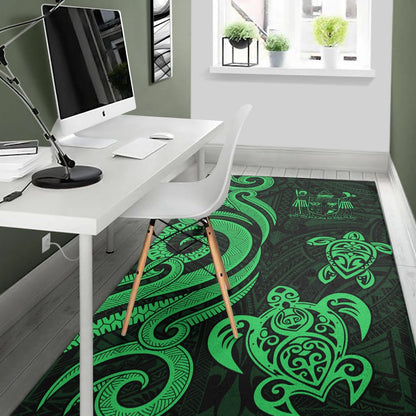 Fiji Area Rug - Green Tentacle Turtle Crest-Myprintsy