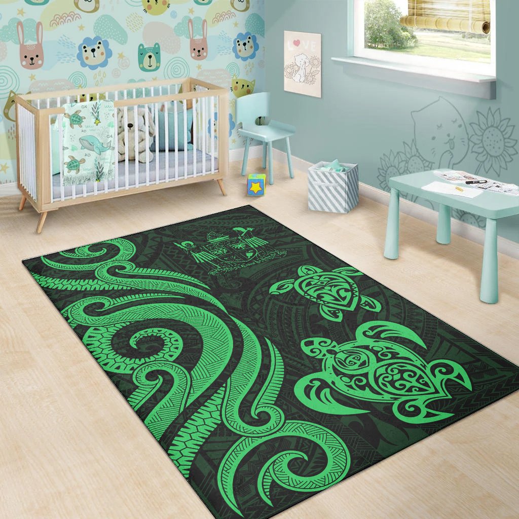 Fiji Area Rug - Green Tentacle Turtle Crest-Myprintsy