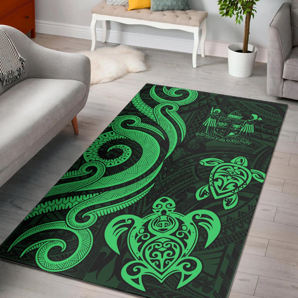 Fiji Area Rug - Green Tentacle Turtle Crest-Myprintsy