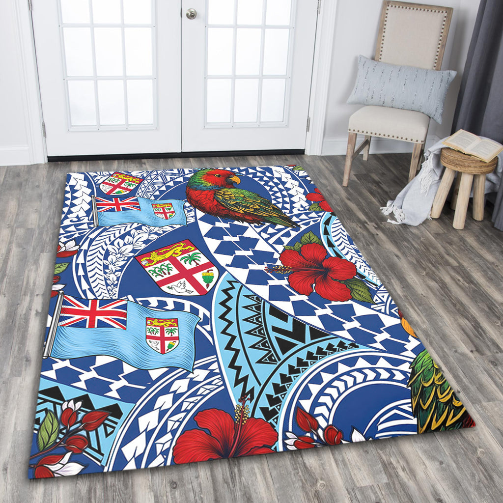 Fiji Area Rug Kula Parrot Flag Hibiscus Tribal Style-Myprintsy