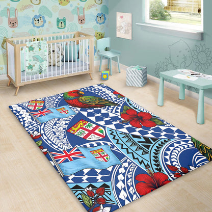Fiji Area Rug Kula Parrot Flag Hibiscus Tribal Style-Myprintsy