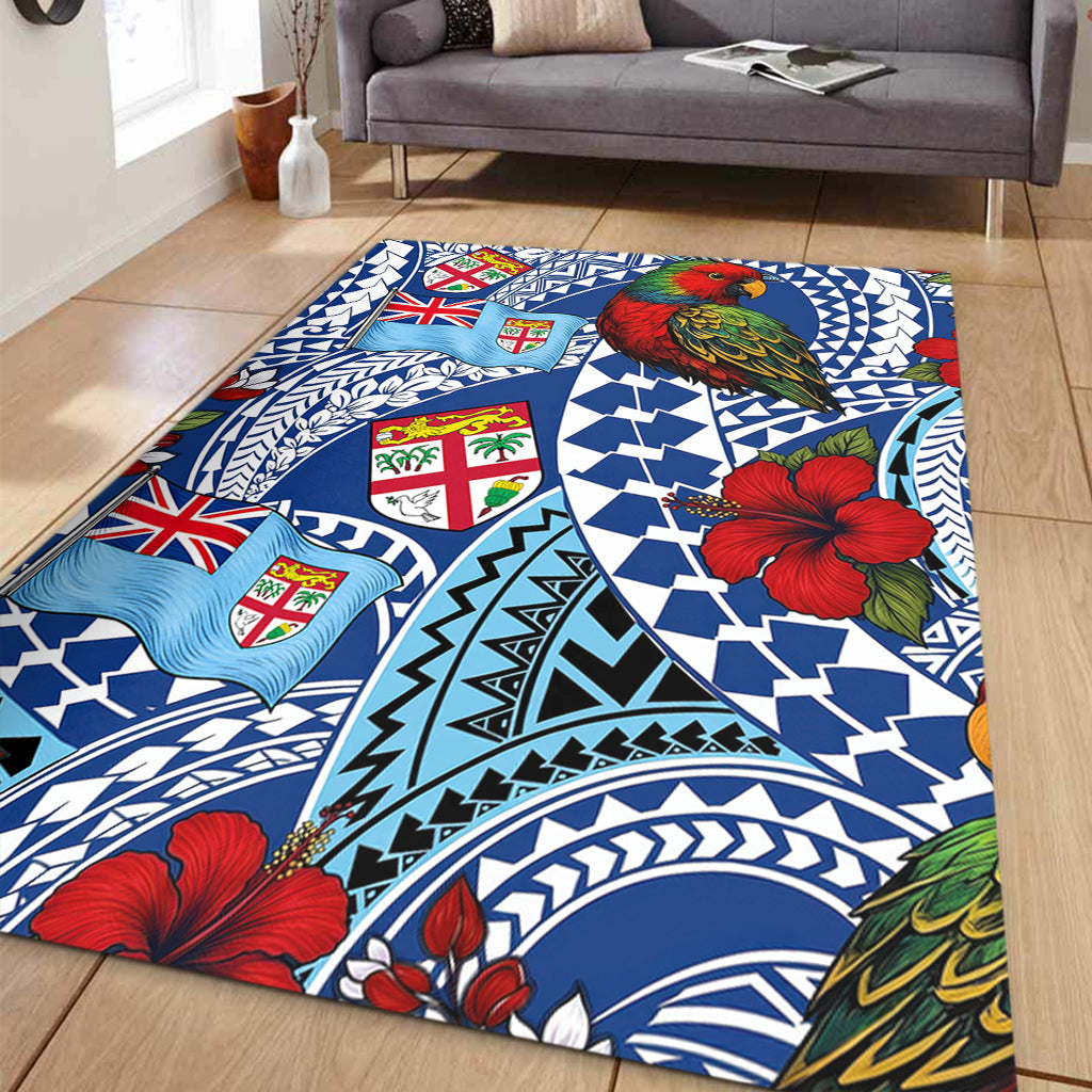 Fiji Area Rug Kula Parrot Flag Hibiscus Tribal Style-Myprintsy